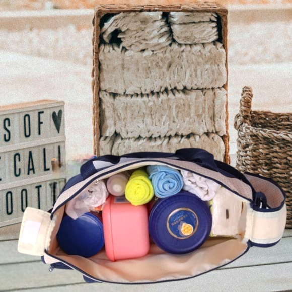 Banner Bonnie 4 Pcs Navy Mommy Bag Set Diaper Tote Bottle Lunch Bags Diaper Pad - Picture 5 of 10